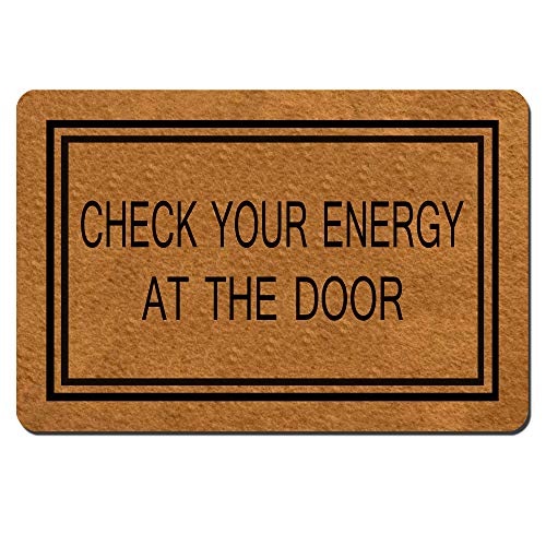 Fußmatte Home Decor Lustige Check Your Energy At The Door Küchenmatte Badvorleger Monogramm Indoor Outdoor Gummi Welcome Mat Rutschfeste Rückseite Eingangsbereich 60,9 x 40,9 cm von Msimplism.D
