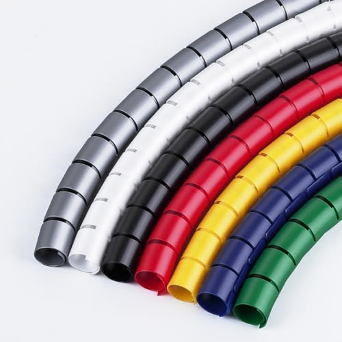 Kabelkanal schreibtisch,Kabelschutz und Organizer, Spiralkabel Aufwickel Organizer, mehrere Größen, Mehrfarbig,(Gelb,42mm) von Msiocio