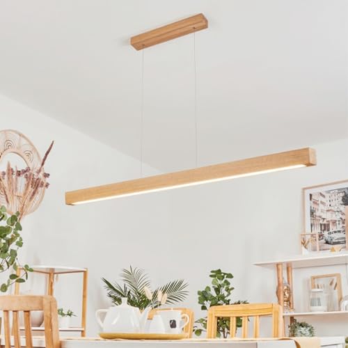 Msiocio LED Pendelleuchte esstisch holz Dimmbar LED Hängeleuchte mit Fernbedienung Höhenverstellbar Moderne Linear design wohnzimmerlampe hängend für Esszimmer Küche Büro Lampe (80cm/31in) von Msiocio