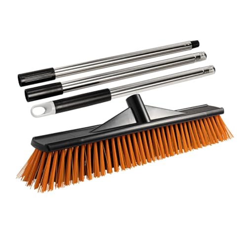 Msiud Kehrbesen Besen, 42cm Straßenbesen Abnehmbar Gartenbesen Industriebesen Langem Hofbesen Allzweckbesen mit Stiel Harte Borsten Terassenbesen Stallbesen Outdoor Broom Besen von Msiud