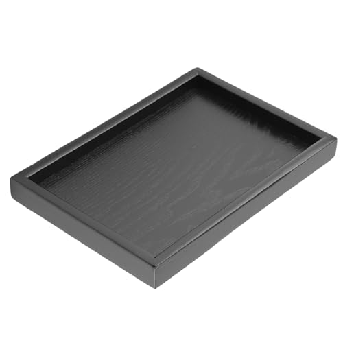 Msiud Tablett Schwarz Rechteckig, Servier Rutschfestes Holz Dekotablett Deko Badezimmer Eckiges Frühstückstablett für Tee Speisen Getränke Küchenutensilien Restaurants Bars (22 x 15cm) von Msiud