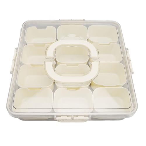 Msiud Snackbox mit 12 Fächern, Snackschale Kinder Snackdose Organizer Geteilte Serviertabletts Tragbare und vielseitige Snackle Box Deckel Griff für Süßigkeiten Obst Keksen Dessert Gemüse Nüsse von Msiud