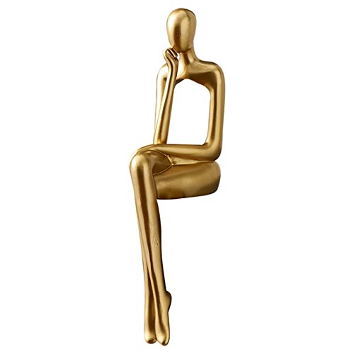 Mskidand Denker Statue Abstrakte Figur Skulptur Kleine Ornamente Kunst Harz Statue zu Hause Gold Abstrakte Statue Büro Dekoration C von Mskidand