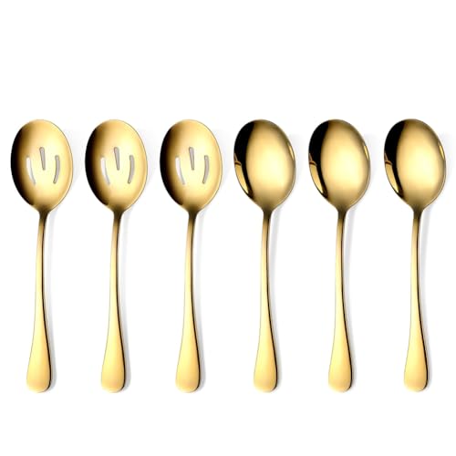 Mskidand Goldene ServierlöFfel 6 StüCk, Servierbesteck Aus Edelstahl mit Hochglanzpolierter OberfläChe, 3 ServierlöFfel und 3 SchaumlöFfel Mskidand Goldene ServierlöFfel 6 StüCk, Servierbesteck Aus Edelstahl mit Hochglanzpolierter OberfläChe, 3 ServierlöFfel und 3 SchaumlöFfel von Mskidand