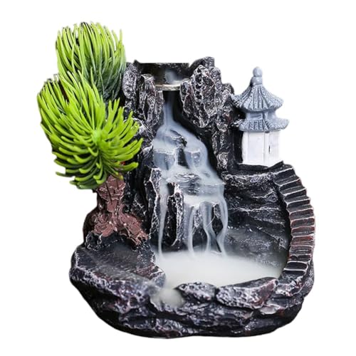Mskidand High Mountain Flowing Waterfall Backflow Weihrauchbrenner Home Fragrance Diffuser Weihrauchbrenner Dekoration,A von Mskidand