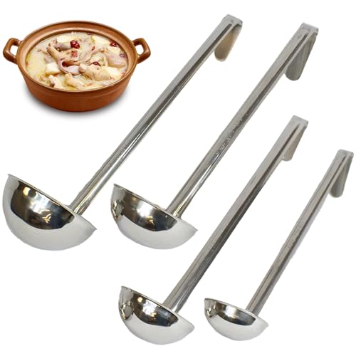 4PCS -Suppe Kelle, langes Griff Küchenkelle, hängendes Edelstahl -Set mit Haken für Heimküchenzubehör hängen von Mskmnkot