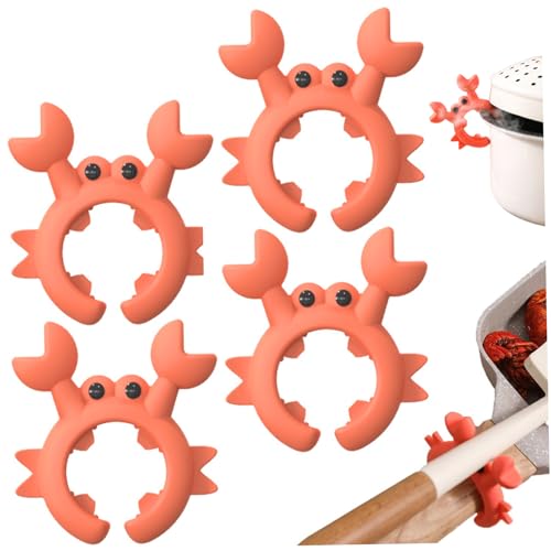 Löffel REST KRABE-Form Silikon Spatel Rack Universal Spatelhalter Anti-Overflow-Cliphalter Anti-Verbringung und Überlauf Multifunktional Küchengeräte Orange Crab Löffel von Mskmnkot