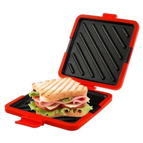 Mikrowellen -Toastie -Sandwichhersteller Hitzebeständiger Mikrowellen -Toaster mit Silikongehäuse kein Elektrizitätsbrichhersteller für Frühstücksgrill -Snacks, rot von Mskmnkot