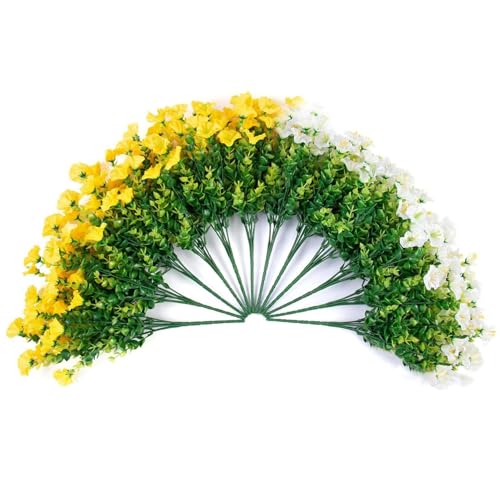 Mskmnkot 12pcs Petunias 7.5x14in Gelb weißer Morgen Ruhm künstliche Seidenplastik für Vase Tisch Mittelstücke Morgen Glory Künstliche Blumen von Mskmnkot