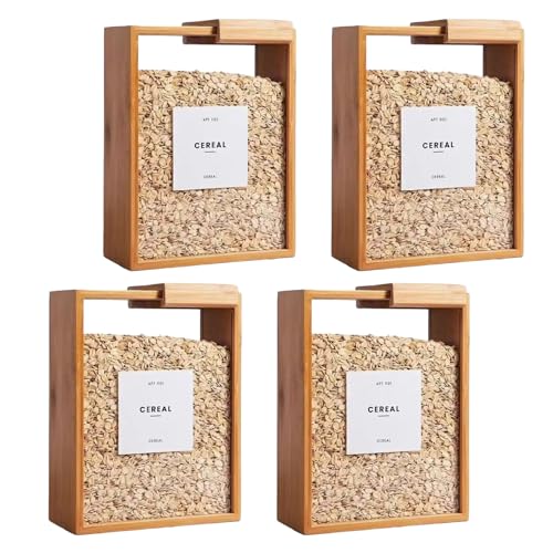 Mskmnkot 4 Stück Müsli-Spender, 9 x 7 x 3 Bambus-Aufbewahrungsbehälter mit abnehmbaren Deckeln für Reis, Mehl, Nudel-Snacks, Reis-Aufbewahrungsbehälter Mskmnkot 4 Stück Müsli-Spender, 9 x 7 x 3 Bambus-Aufbewahrungsbehälter mit abnehmbaren Deckeln für Reis, Mehl, Nudel-Snacks, Reis-Aufbewahrungsbehälter von Mskmnkot