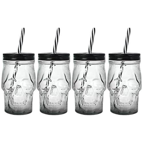 Mskmnkot 4pcs Schädelbecher 17oz Clear Glass Halloween Trinkgläser wiederverwendbar Mskmnkot 4pcs Schädelbecher 17oz Clear Glass Halloween Trinkgläser wiederverwendbar von Mskmnkot