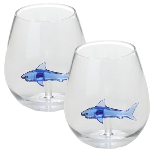 Mskmnkot Einzigartige Weingläser, 2pcs Hai -Weinglas, 500 ml hoher Borosilikatglas mit Hai im Inneren, einzigartiges Geschenk für Hochzeits- und Geburtstagsfeiern Mskmnkot Einzigartige Weingläser, 2pcs Hai -Weinglas, 500 ml hoher Borosilikatglas mit Hai im Inneren, einzigartiges Geschenk für Hochzeits- und Geburtstagsfeiern von Mskmnkot