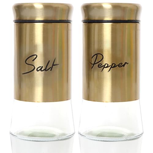 Salzschüttlerin, Salz- und Pfeffer -Shaker Set, 150 ml Glas nachfüllbare Gewürzschüttler mit Edelstahldeckel, goldene Küchenzubehör für Heim & Restaurant und Pfeffer -Set Salzschüttlerin, Salz- und Pfeffer -Shaker Set, 150 ml Glas nachfüllbare Gewürzschüttler mit Edelstahldeckel, goldene Küchenzubehör für Heim & Restaurant und Pfeffer -Set von Mskmnkot