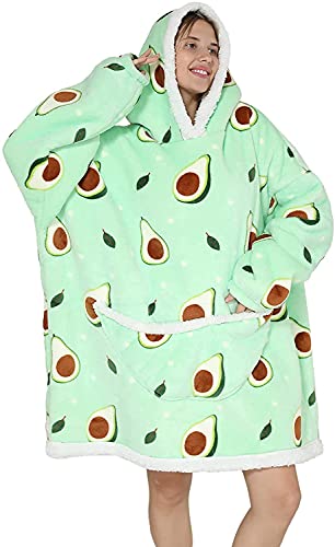 Msrlassn Tragbare Decken Hoodie für Damen Herren Erwachsene Oversized Kapuzen Decke Kuschelpullover Super weich bequem Tragbare Decke mit Ärmeln Hoodie Sweatshirt mit Taschen (Avocado) von Msrlassn