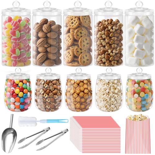 Mssushi 10 Stück Candy Bonbongläser,Bonbonglas mit Deckel,Wiederverwendbar sweets desire Süßigkeitengläser aus Kunststoff für Party,Süßigkeitenbuffet,60 Tüten,2 Zangen,1 Schaufel,1 Bürste Mssushi 10 Stück Candy Bonbongläser,Bonbonglas mit Deckel,Wiederverwendbar sweets desire Süßigkeitengläser aus Kunststoff für Party,Süßigkeitenbuffet,60 Tüten,2 Zangen,1 Schaufel,1 Bürste von Mssushi