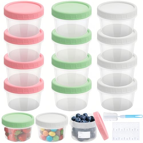 Mssushi 24 Stück 200ml Kleine Lebensmittelbehälter mit Deckeln, Wiederverwendbare Kunststoff-Deli-Kleinbehälter, Auslaufsichere und Stapelbare Dosen,Geeignet für Joghurt, Obst usw. von Mssushi