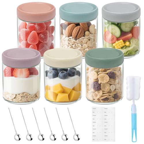 Mssushi 6 Stück Overnight Oats Gläser,16oz/480 ml Einmachgläser Mit Schraubdeckel,6 Farben meal prep gläser mit Löffeln für Salat,Chutney,Joghurt,Pudding,Marmelade,glasaufbewahrungsbehälter Mssushi 6 Stück Overnight Oats Gläser,16oz/480 ml Einmachgläser Mit Schraubdeckel,6 Farben meal prep gläser mit Löffeln für Salat,Chutney,Joghurt,Pudding,Marmelade,glasaufbewahrungsbehälter von Mssushi