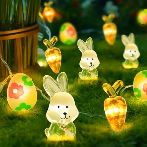 LED Lichterkette Ostern, 3M 30 LED Ostern Lichter, Hase Karotte Ostereier Led Osterbeleuchtung, Lichterkette Ostern Batterie Warmweiß, für Frühling Partys Tische Hochzeiten Oster Innen Außen Deko LED Lichterkette Ostern, 3M 30 LED Ostern Lichter, Hase Karotte Ostereier Led Osterbeleuchtung, Lichterkette Ostern Batterie Warmweiß, für Frühling Partys Tische Hochzeiten Oster Innen Außen Deko von Mstnoixgc