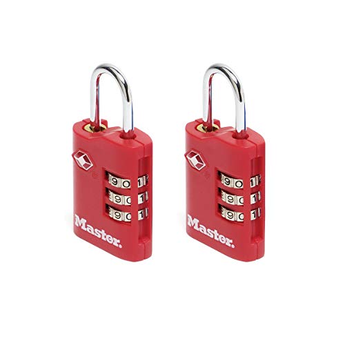 Master Lock 4686EURT 2-er Pack TSA Zahlenschloss, Zufällige Farbe, 6,3 x 3 x 1,4 cm von Master Lock