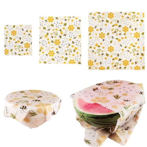3Pack Wiederverwendbare Bienenwachs Lebensmittelverpackungen Bio Bienenwachs Wraps Umweltfreundliche Wachs Wrap Sandwich Waschbare Wachs Wraps Nachhaltige biologisch abbaubare Lebensmittelaufbewahrung von Msuitable
