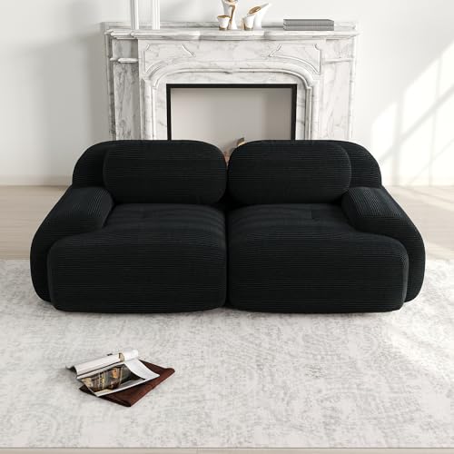 Msutree Modulares Sofa aus Velours, 2-Sitzer flexibel kombinierbar, modernes Design, tiefer Sitzkomfort, schneller Aufbau ohne Werkzeug, pflegeleichtes Polstermöbel für Wohnzimmer (Black) von Msutree
