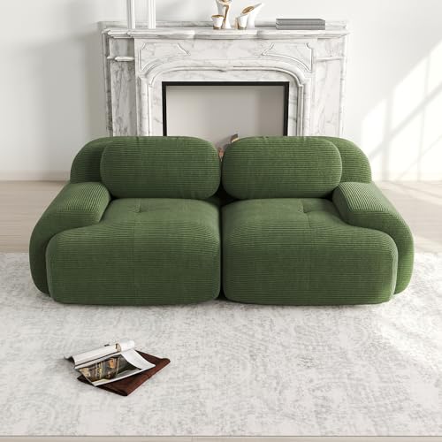 Msutree Modulares Sofa aus Velours, 2-Sitzer flexibel kombinierbar, modernes Design, tiefer Sitzkomfort, schneller Aufbau ohne Werkzeug, pflegeleichtes Polstermöbel für Wohnzimmer (Green) von Msutree