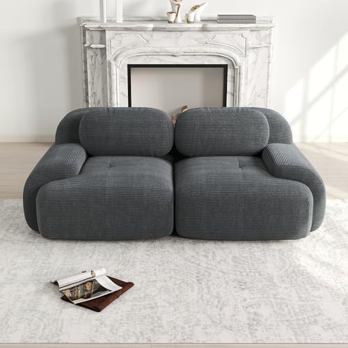 Msutree Modulares Sofa aus Velours, 2-Sitzer flexibel kombinierbar, modernes Design, tiefer Sitzkomfort, schneller Aufbau ohne Werkzeug, pflegeleichtes Polstermöbel für Wohnzimmer (Grey) von Msutree