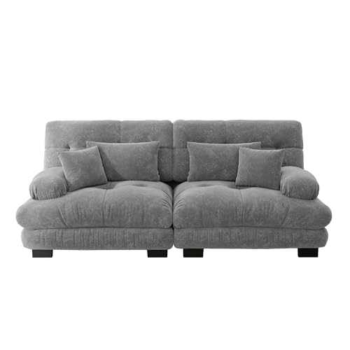 Msutree Modulares Sofa aus Velours, flexibel kombinierbar, modernes Design, tiefer Sitzkomfort, schneller Aufbau ohne Werkzeug, pflegeleichtes Polstermöbel für Wohnzimmer (Grey) von Msutree