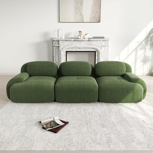 Msutree Modulares Sofa aus Velours,3-Sitzer flexibel kombinierbar, modernes Design, tiefer Sitzkomfort, schneller Aufbau ohne Werkzeug, pflegeleichtes Polstermöbel für Wohnzimmer (Green) von Msutree