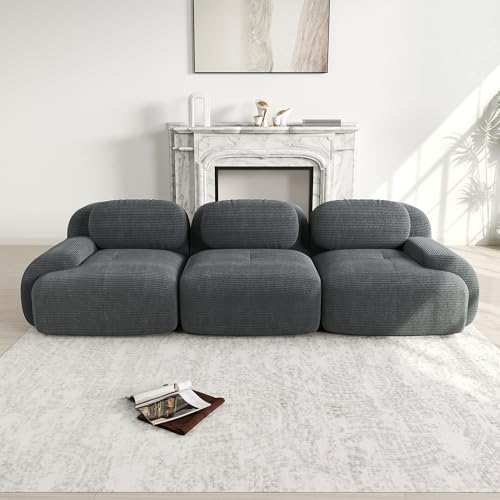 Msutree Modulares Sofa aus Velours,3-Sitzer flexibel kombinierbar, modernes Design, tiefer Sitzkomfort, schneller Aufbau ohne Werkzeug, pflegeleichtes Polstermöbel für Wohnzimmer (Grey) von Msutree