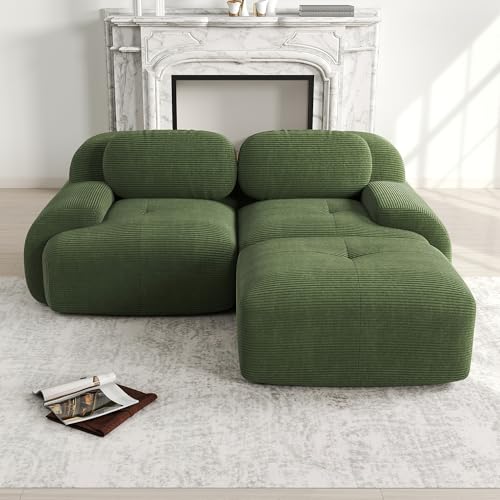 Msutree Sofa Velours Flexibel kombinierbar mit individuellem Design Tiefer Sitzkomfort für maximalen Liegegenuss Werkzeugfreier Schnellaufbau Pflegeleichtes Polstermöbel (Green) von Msutree