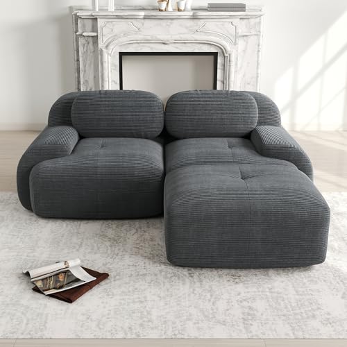 Msutree Sofa Velours Flexibel kombinierbar mit individuellem Design Tiefer Sitzkomfort für maximalen Liegegenuss Werkzeugfreier Schnellaufbau Pflegeleichtes Polstermöbel (Grey) von Msutree