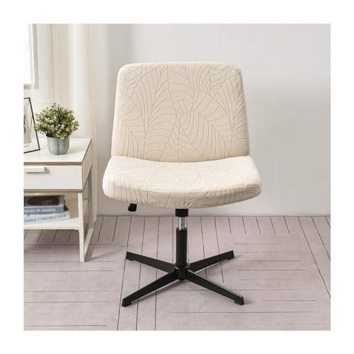 Mswborml Blatt-Jacquard Bezug für Bürostuhl Ohne Armlehne 6/4/2 Stück, Moderne Bürostuhl Bezug Sitzflache Waschbar Bezug Husse Sitzbezug für Bürostuhl Bürodrehstuhl Drehstuhl,Beige,2PCS von Mswborml
