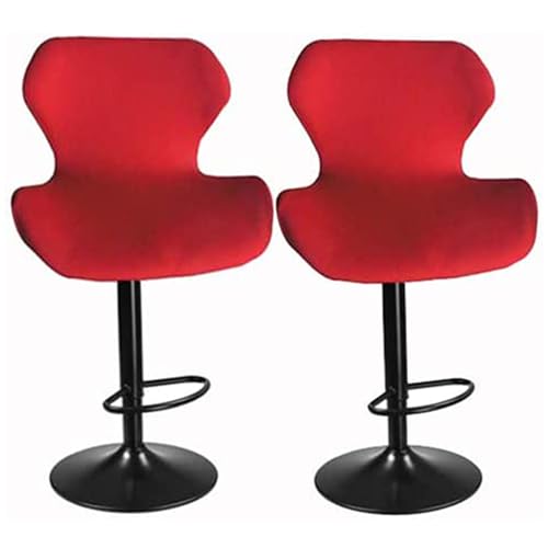 Mswborml Kurve Barhocker Hussen Bezug Samt 2/4er Set, Stretch Stuhlhussen Samt, Abnehmbare Stuhlbezug Barhocker mit Gummiband Stuhlhusse Bürostuhl Sitzflache für Esszimmer Stuhl Hocker,Rot,2PCS von Mswborml