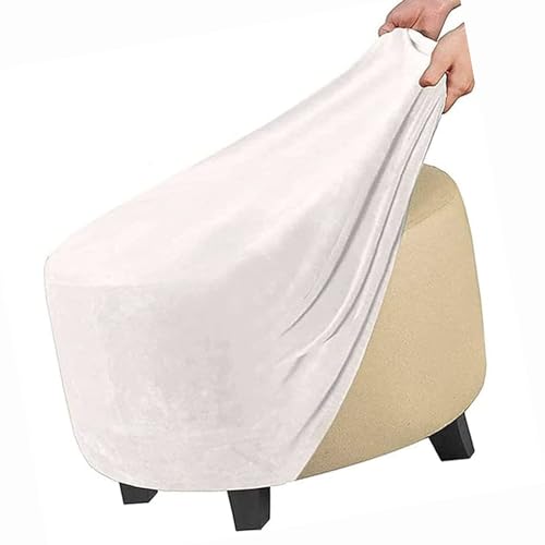 Mswborml Samt Hocker-Überzug Rund Barhocker, Stretch Bezug für Fußhocker Rundes, Samt Hockerbezug mit Elastischem Boden Hocker Protector Staubdicht Pouf Abdeckung Passend,Weiß,M1 von Mswborml