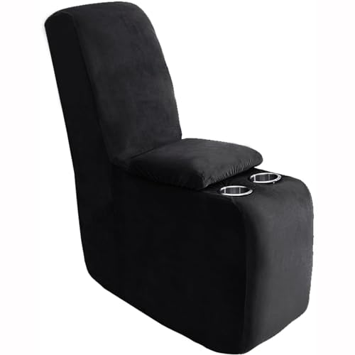 Mswborml Samt Konsolen Bezug für Lounge Sofa Getränkehalter, Weich Bezug für Fernsehsessel mit Hoher Lehne, Sesselschoner für Fernsehsessel Relaxsessel Sesselbezug Stretch Relaxsessel,Schwarz von Mswborml