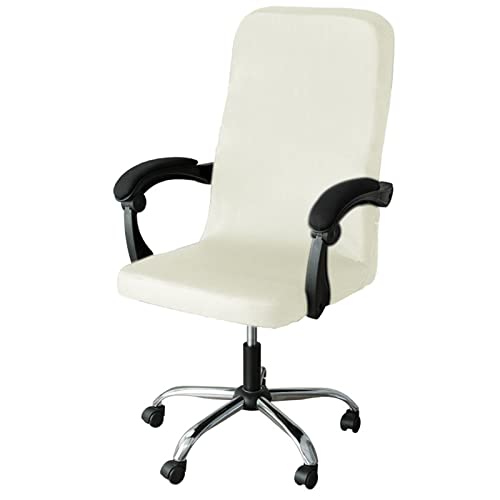 Mswborml Universal Bezug Husse Sitzbezug für Bürostuhl Bürodrehstuhl Drehstuhl Bürostuhl Bezug Bürostuhlabdeckung Abnehmbarer Drehstuhl Bezug für Rückenlehne Stuhl Stretch,Milky White,45~55cm von Mswborml