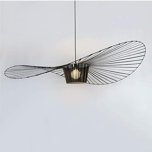 Vintage Hängeleuchte Wohnzimmer LED Vertigo Pendelleuchte (Licht Höhenverstellbar) Fiberglas/PU Hut Lichter E27 Kronleuchter für Restaurant Schatten Modern Schwarz Hängelampe von Msyyuu