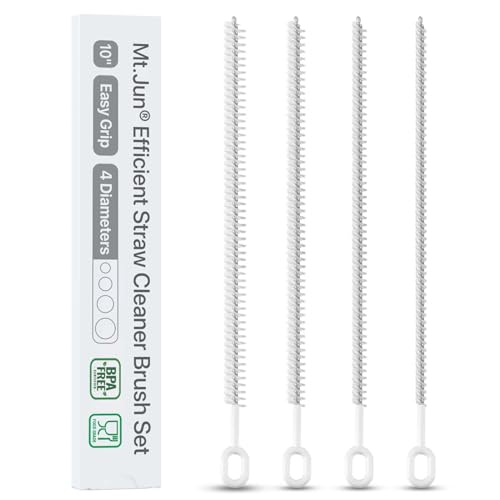 Strohhalm-Reiniger-Bürsten-Set, 25,4 cm, 4 Durchmesser für dünne und Smoothie-Strohhalme, robust, komfortabler Griff, 4 Stück Strohhalm-Reiniger-Bürsten-Set, 25,4 cm, 4 Durchmesser für dünne und Smoothie-Strohhalme, robust, komfortabler Griff, 4 Stück von Mt.Jun