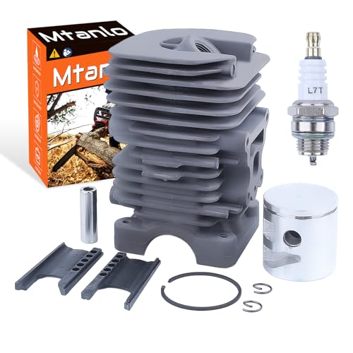 Mtanlo Zylinder Kolben Satz 41mm für Poulan Pro PT842 PPB3416 PPB4018 P4018 P4018WM P4018WT PP4218AVL PP3516AVX PPB4218 PP3416 PPB4218 Kettensäge mit L7T/BPMR7A Zündkerzen #530071884 von Mtanlo