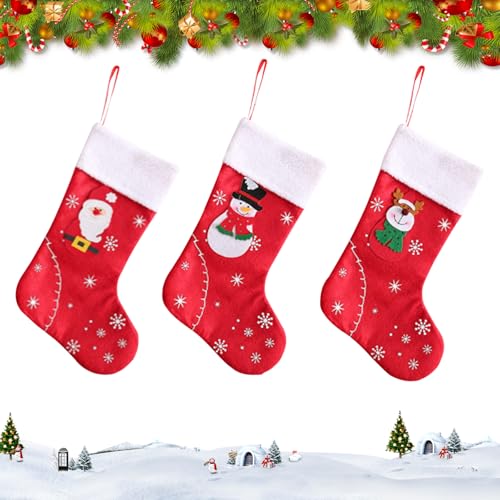 1/2/3 Pcs Weihnachtsstrumpf Weihnachtshänge Taschen Weihnachtsbaum Weihnachtsmann Rentier Schneemann Elf Strümpfe Set 3D Weihnachtsstrümpfe Candy Beutel Verzierungen für Baum Kamin Fenster Wand (3, G) 1/2/3 Pcs Weihnachtsstrumpf Weihnachtshänge Taschen Weihnachtsbaum Weihnachtsmann Rentier Schneemann Elf Strümpfe Set 3D Weihnachtsstrümpfe Candy Beutel Verzierungen für Baum Kamin Fenster Wand (3, G) von Mtbricey