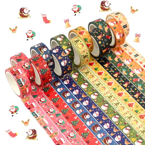 12 Rolls Weihnachten Washi Tape Set Gold Folie Dekorative Urlaubsbänder Multi-Muster Maskierung Klebeband Japanische Papier Aufkleber Kunsthandwerksband für Geschenkverpackung Scrapbooking (Style A) 12 Rolls Weihnachten Washi Tape Set Gold Folie Dekorative Urlaubsbänder Multi-Muster Maskierung Klebeband Japanische Papier Aufkleber Kunsthandwerksband für Geschenkverpackung Scrapbooking (Style A) von Mtbricey