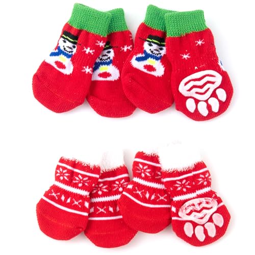 4 Paare Weihnachten Anti-Rutsch Hundesocken,Rot Hund Pfote Protector,Weiche Katzensocken,Socken für Haustiere mit Gummiverstärkung,Pfotenschutz und Traktion Dank Silikon-Gel,für Indoor Outdoor Hunde 4 Paare Weihnachten Anti-Rutsch Hundesocken,Rot Hund Pfote Protector,Weiche Katzensocken,Socken für Haustiere mit Gummiverstärkung,Pfotenschutz und Traktion Dank Silikon-Gel,für Indoor Outdoor Hunde von Mtbricey