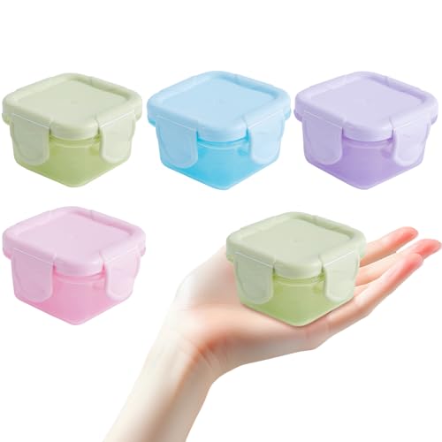 4 Stück Mini Frischhaltedosen mit auslaufsicheren Deckeln, 60 ml wiederverwendbare kleine Gefriergläser, Baby Entwöhnung Snacktöpfe, stapelbare platzsparende Lebensmittelaufbewahrungsbox, luftdichte 4 Stück Mini Frischhaltedosen mit auslaufsicheren Deckeln, 60 ml wiederverwendbare kleine Gefriergläser, Baby Entwöhnung Snacktöpfe, stapelbare platzsparende Lebensmittelaufbewahrungsbox, luftdichte von Mtbricey
