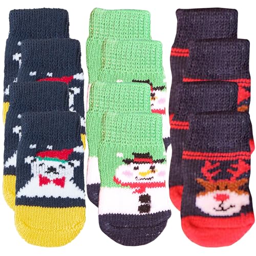 6 Paare Weihnachten Anti-Rutsch Hundesocken,Hund Pfote Protector,Weiche Katzensocken,Socken für Haustiere mit Gummiverstärkung,Pfotenschutz und Traktion Dank Silikon-Gel,für Indoor Outdoor Hunde 6 Paare Weihnachten Anti-Rutsch Hundesocken,Hund Pfote Protector,Weiche Katzensocken,Socken für Haustiere mit Gummiverstärkung,Pfotenschutz und Traktion Dank Silikon-Gel,für Indoor Outdoor Hunde von Mtbricey