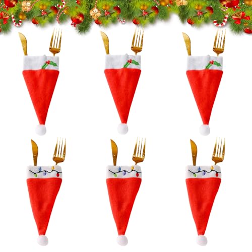 6 Stück Weihnachten Bestecktaschen Weihnachten Esstisch Dekoration Mini Weihnachtsmannmützen Geschirr Taschen Besteckhalter Messer Gabeln Geschirrhalter Besteckbeutel Tischdeko für Party Küche Dekor 6 Stück Weihnachten Bestecktaschen Weihnachten Esstisch Dekoration Mini Weihnachtsmannmützen Geschirr Taschen Besteckhalter Messer Gabeln Geschirrhalter Besteckbeutel Tischdeko für Party Küche Dekor von Mtbricey