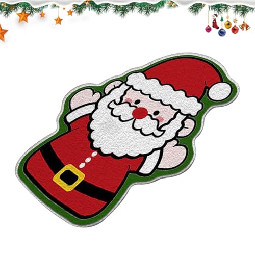 Weihnachten Fußmatte Rutschfeste Weihnachtsteppich Weihnachtsmann Matten Teppiche Dekorative Home Tür Fußmatten für Eingang Wohnzimmer Schlafzimmer Badezimmer Küche Innen Außen Boden Dekor,60x40cm von Mtbricey