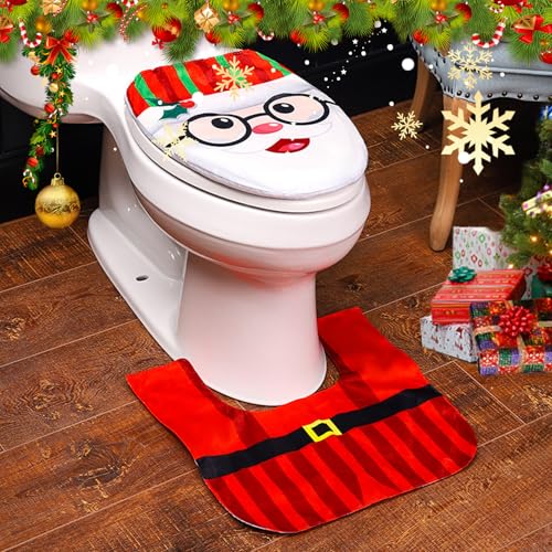 Weihnachten Toilettensitzabdeckung mit Toilettenteppich,Weihnachtsmann WC Sitzbezug Set Weihnachts Badezimmer Toilette Dekoration Neuartiger Toilettendeckel Dekor Weihnachtsdeko Toilettenkissen Dekor Weihnachten Toilettensitzabdeckung mit Toilettenteppich,Weihnachtsmann WC Sitzbezug Set Weihnachts Badezimmer Toilette Dekoration Neuartiger Toilettendeckel Dekor Weihnachtsdeko Toilettenkissen Dekor von Mtbricey