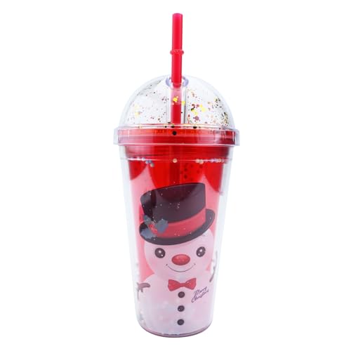 Weihnachts Wasserflasche für Kinder,Weihnachten Schneemann Muster Becher mit Deckel und Strohhalm,Wiederverwendbar Doppelwandiger Trinkbecher,450ml Glitzernder Reisebecher Tassen für Party Geschenke Weihnachts Wasserflasche für Kinder,Weihnachten Schneemann Muster Becher mit Deckel und Strohhalm,Wiederverwendbar Doppelwandiger Trinkbecher,450ml Glitzernder Reisebecher Tassen für Party Geschenke von Mtbricey
