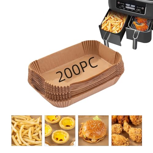 Mtiemxig 200 Stück Airfryer Backpapier 22cm*14cm*4.5cm | Antihaft, Einmalpapier bis 220°C | Universal für alle Marken von Mtiemxig
